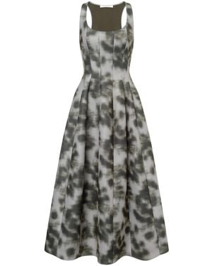 Philosophy Di Lorenzo Serafini Abstract-Print Full-Skirt Dress - Grey