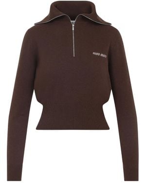 Miu Miu Jersey con cremallera - Marrón