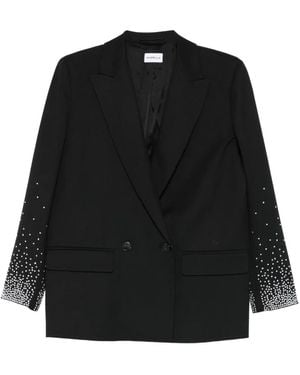 Marella Embellished-Sleeve Double-Breasted Blazer - Black