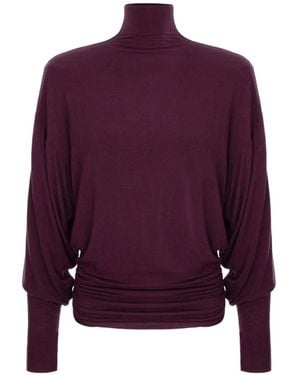 MANURI Romy Padded-Shoulder Blouse - Purple