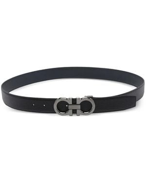 Ferragamo Ceinture Gancini À Design Réversible - Blanc