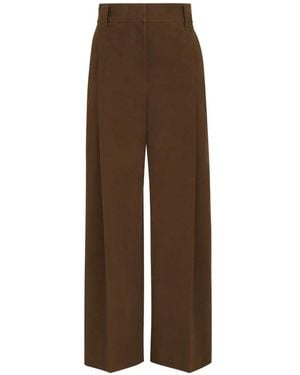 Brunello Cucinelli Stretch-Cotton Moleskin Loose Sartorial Trousers With Monili - Brown