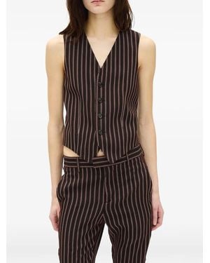 Ann Demeulemeester Stanse Pinstripe Waistcoat - Black