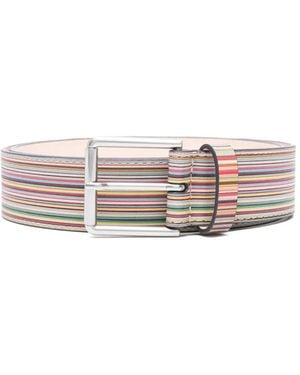 Paul Smith Striped Leather Belt - Blue