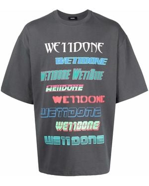 we11done Oversize Logo-Print T-Shirt - Gray