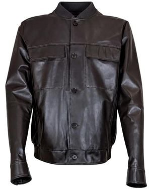 DESA NINETEENSEVENTYTWO Button-Up Leather Jacket - Gray