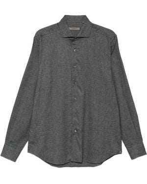 Corneliani Herringbone-Weave Long-Sleeve Shirt - Gray