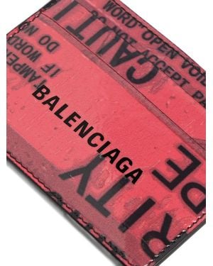 Balenciaga Logo-Motif Leather Card Holder - Pink