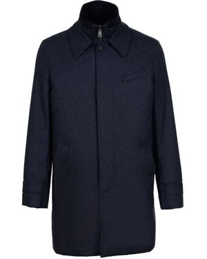 Norwegian Wool ジップアップ コート - ブルー