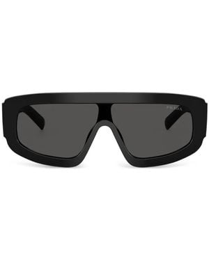 Prada Logo-Plaque Rectangle-Frame Sunglasses - Black