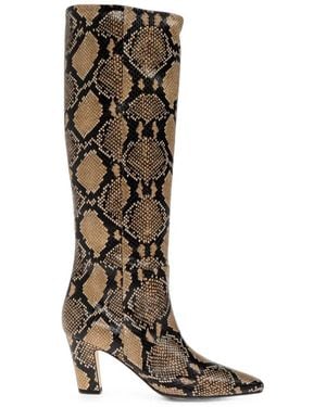 Aeyde Silva Snake-Print Boots - Natural