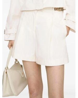 Burberry Check-Trim Cotton Poplin Shorts - White