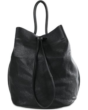 Uma Wang Bolso Bombonera Grande Con Cordones - Negro