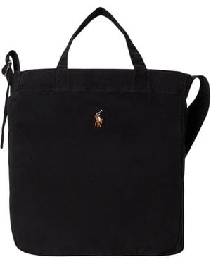 Polo Ralph Lauren Pony-Detail Canvas Shopper Tote Bag - Black