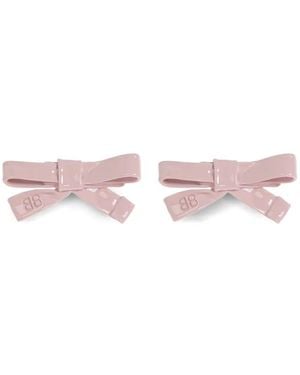 Balenciaga Bow-Shaped Brass Earrings - Pink