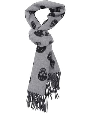 McQueen Skull Fringed Scarf - White