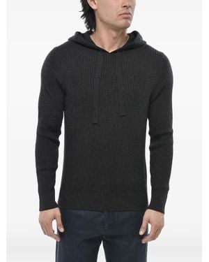Paolo Pecora Ribbed-Knit Hoodie - Black