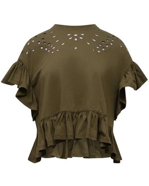 Ulla Johnson Mariana Eyelet-Embroidered Peplum Top - Green