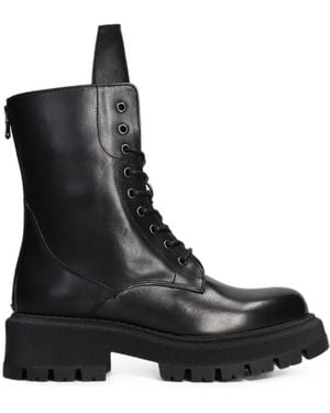 Julie Dee Lace-Up Chunky-Sole Boots - Black