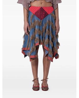 Kiko Kostadinov Fringe-Detail Midi Skirt - Blue
