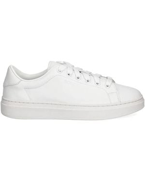BOSS Leather Trainers With Emed Logos - White