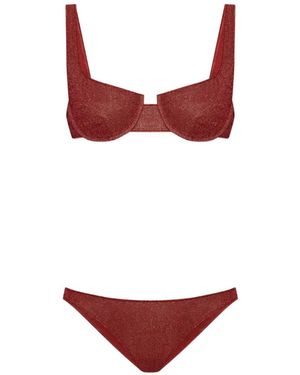 Oséree Lurex-Thread Two-Piece Bikini - Red