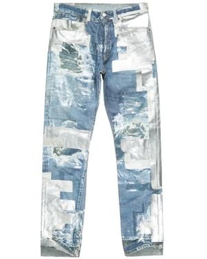 Acne Studios Jean Droit À Design Patchwork - Blue