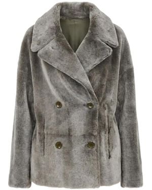 Manzoni 24 Double-Breasted Shearling Jacket - Gray