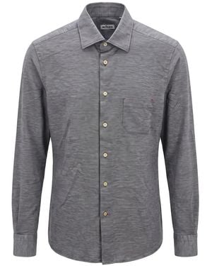 Kiton Mélange-Effect Chest-Pocket Shirt - Gray