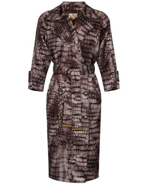 Elisabetta Franchi Gabardina con estampado de piel de caimán - Blanco