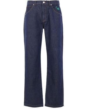 Cherry World Embroidered Jeans - Blue