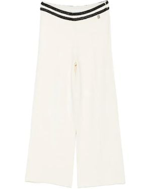 Blugirl Blumarine Braided-Trim Wide-Leg Pants - White