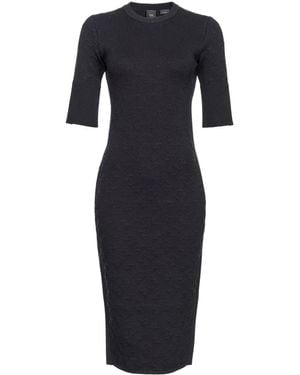 Pinko Logo-Embossed Knitted Dress - Blue