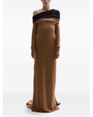 Atu Body Couture Crown Long-Sleeved Draped Dress - Brown