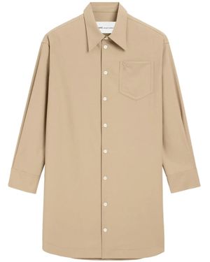 Ami Paris Ami De Coeur Button Pocket Shirt Dress - Natural