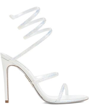 Rene Caovilla 105mm Cleo spiral-embellished satin sandals - Weiß