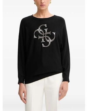 Guess Sweat À Logo Imprimé Et Sequins - Black