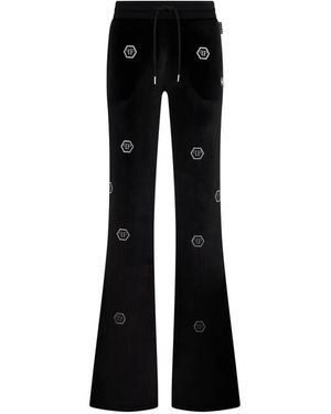 Philipp Plein Monogram-Embellished Track Trousers - Black