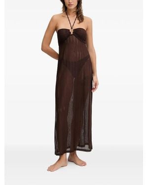 Melissa Odabash Harriet Ring-Detail Halterneck Maxi Dress - Brown