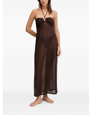 Melissa Odabash Harriet Ring-Detail Halterneck Maxi Dress - Brown