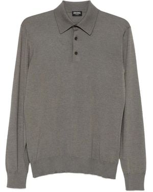 ZEGNA Long-Sleeve Polo Shirt - Grey