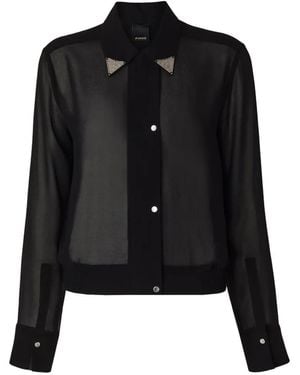 Pinko Semi-Sheer Shirt With Metallic Details - Black