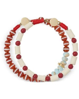 Roxanne Assoulin Gestreifte Perlenarmbänder (2Er-Set) - Rot