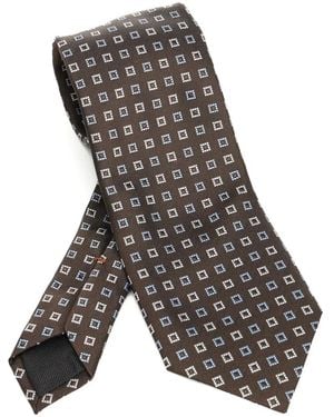 ZEGNA Corbata con motivo cuadrado - Gris