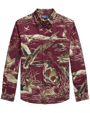 Polo Ralph Lauren Classic-Fit Satin Work Shirt - Red