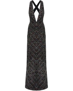 Missoni Maxi V-Neck Patterned Dress - Black