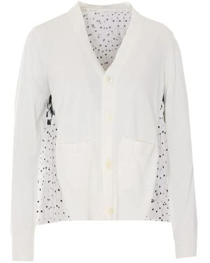 Sacai Cárdigan Con Estampado Floral - Blanco