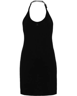 Courreges Ribbed Dress With Buckle Clothing - Black