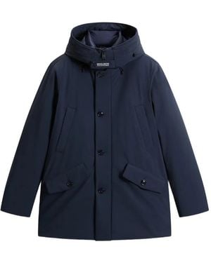 Woolrich Parka Stretch À Capuche - Bleu