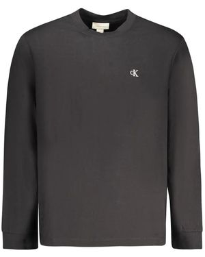 Calvin Klein Long-Sleeve Logo-Print T-Shirt - Black